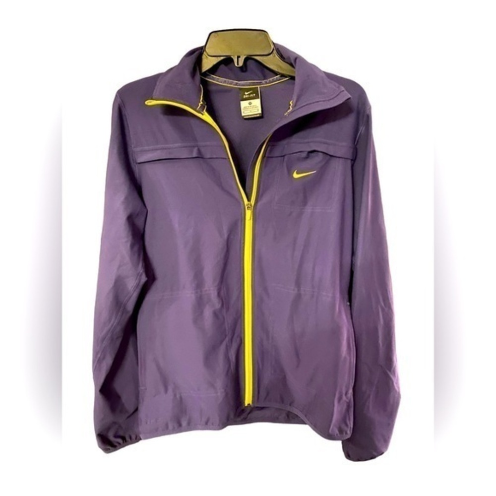 Nike dri-fit zip up jacket purple and yellow lightweight jacket Size medium